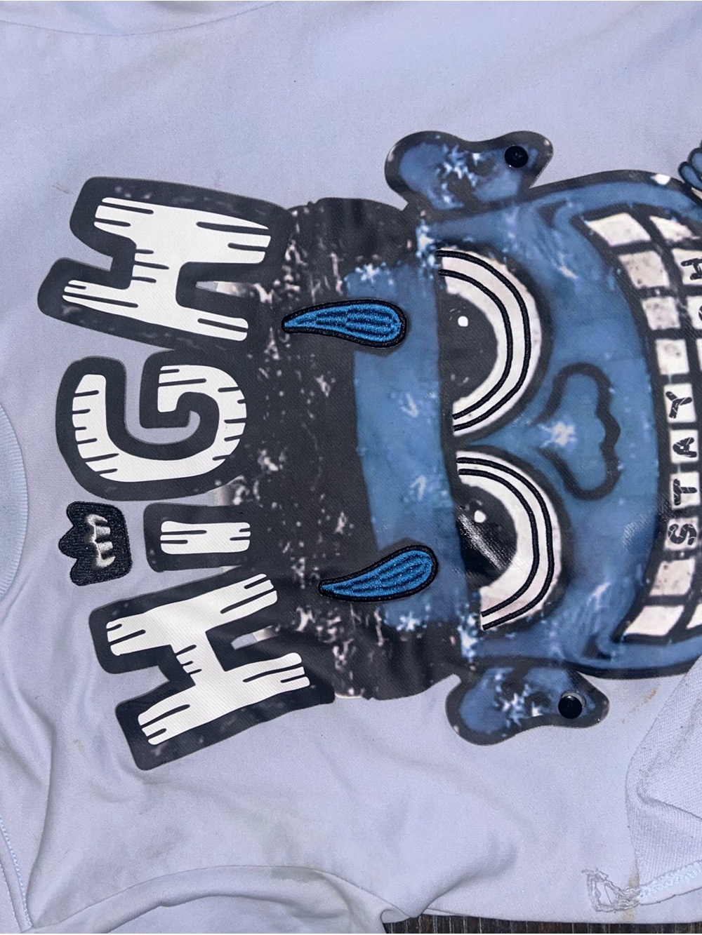 Blue Monster Graphic Tee - 'HIGH' Print